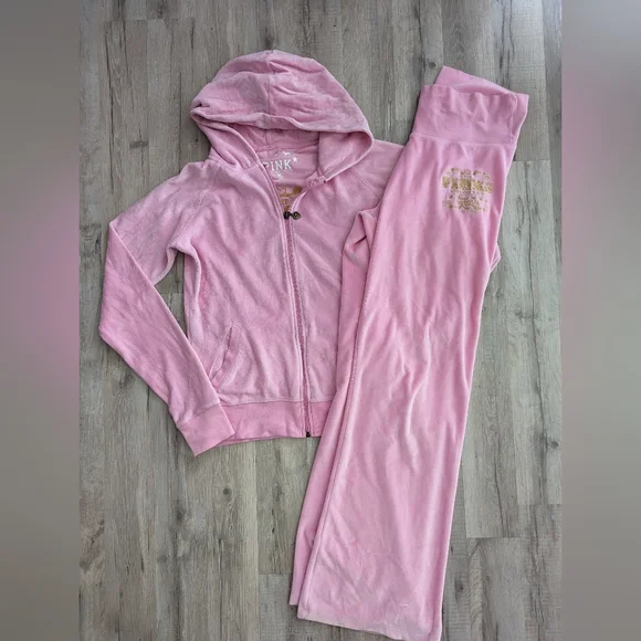 PINK Victoria's Secret Pink Track Pants & Hoodie Set - Picture 1 of 11